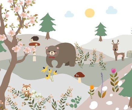 Papier peint chambre enfant ours forêt