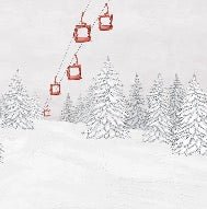 Papier peint montagne télécabine rouge, XXL, tendance