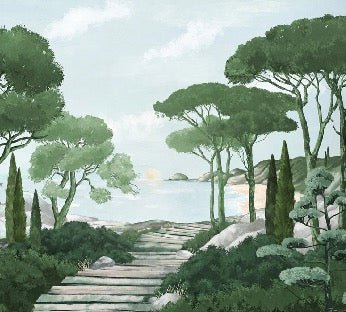 Papier peint balade dans les calanques vert, XXL, tendance