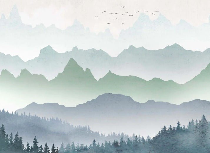 Forest morning mist wallpaper