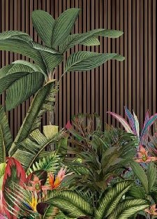 Papier peint panoramique tasseau végétal, XXL, tendance