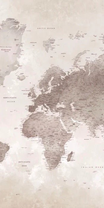 Papier peint carte du monde intemporel, XXL, tendance