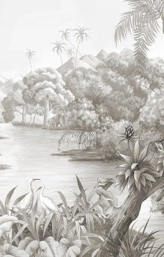 Papier peint panoramique jungle pittoresque, XXL, tendance