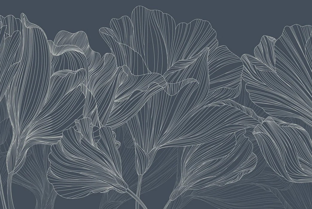 Papier peint panoramique valse des fleurs bleu, XXL, tendance