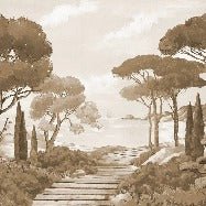 Papier peint balade dans les calanques monochrome, XXL, tendance