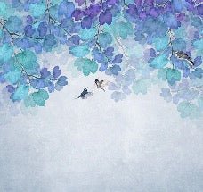 Papier peint feuille bleu, XXL, tendance