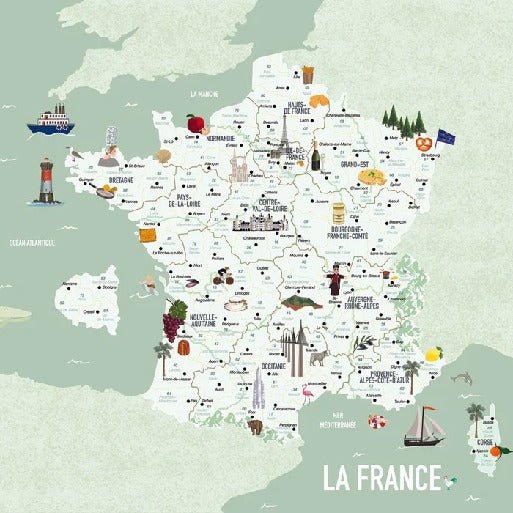 Papier peint carte de France enfant vert