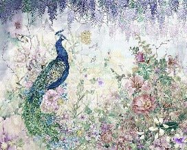 Papier Peint panoramique Peacock bleu paon floral, XXL, tendance