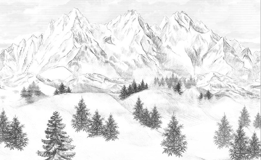 Papier peint montagne sommets de Chamonix, XXL, tendance