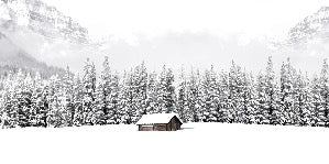 Papier peint panoramique chalet en montagne, XXL, tendance
