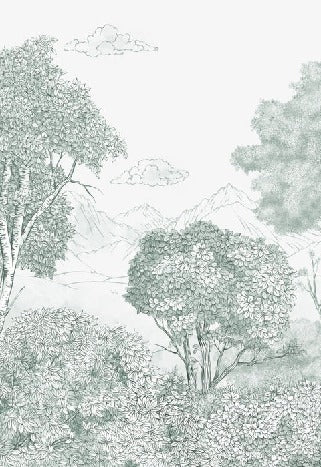 Papier peint panoramique Forêts et Monts vert, XXL, tendance