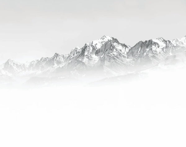 Papier peint Mont Blanc dans la brume noir et blanc, XXL, tendance