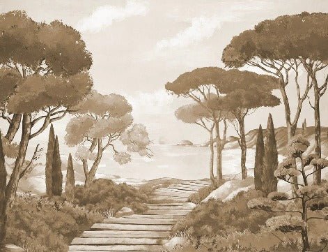 Papier peint balade dans les calanques monochrome, XXL, tendance