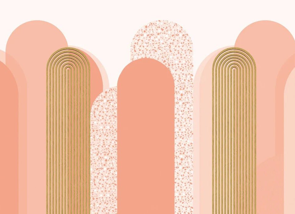 Papier peint Art déco graphique tendance rosé, XXL, tendance