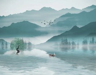 Papier peint entre montagne et lac, XXL, tendance