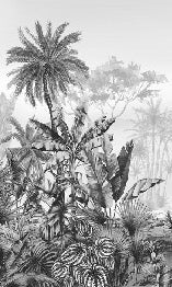 Papier peint tendance tropical noir et blanc, XXL, tendance