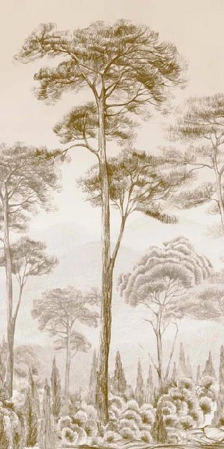 Papier peint nature pinède sépia, XXL, tendance