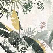 Papier peint salle de bain sur mesure végétal vert jaune, XXL, tendance