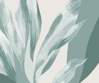 Papier peint panoramique étoffe florale vert d'eau, XXL, tendance