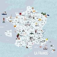 Papier peint carte de France enfant bleu