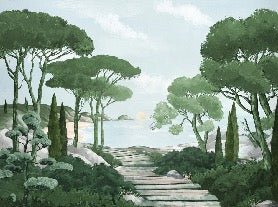 Papier peint balade dans les calanques vert, XXL, tendance