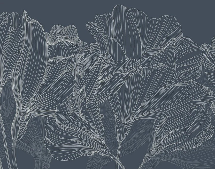 Papier peint panoramique valse des fleurs bleu, XXL, tendance