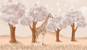 Papier peint chambre enfant Girafe dans la Savane