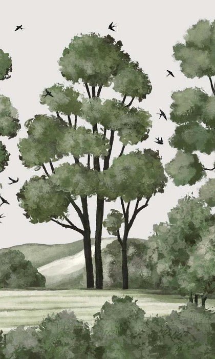 Papier peint paysage rivière forêt vert, XXL, tendance