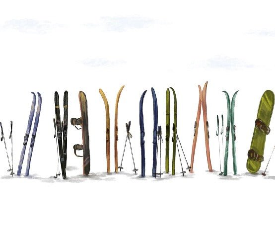 Papier peint panoramique skis colorés, XXL, tendance