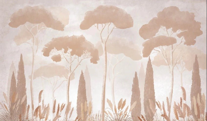 Papier peint sépia cyprès pins, XXL, tendance