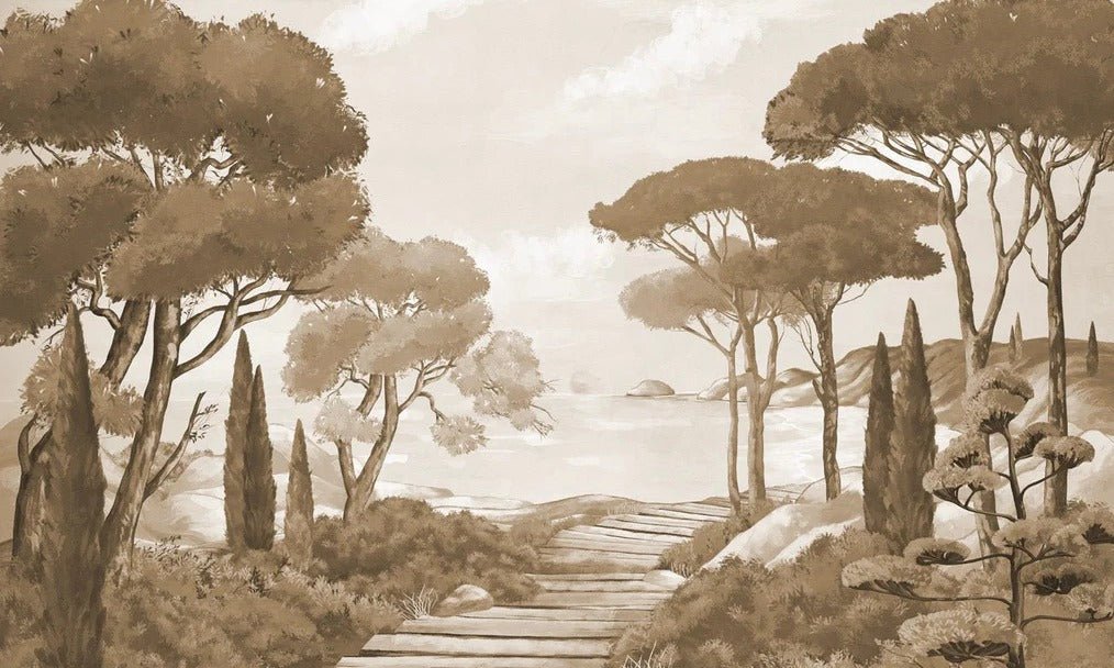 Papier peint balade dans les calanques monochrome, XXL, tendance