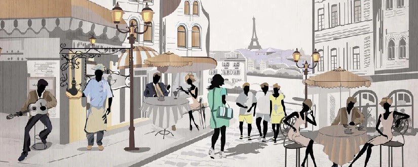 Papier peint français Paris café en terrasse