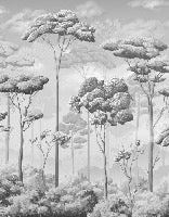 Papier peint panoramique pinèdes noir et blanc, XXL, tendance