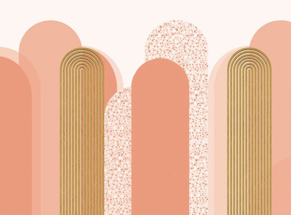 Papier peint Art déco graphique tendance rosé