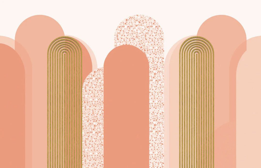 Papier peint Art déco graphique tendance rosé