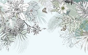 Papier peint tendance nature plante vert d'eau, XXL, tendance