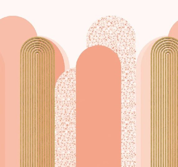 Papier peint Art déco graphique tendance rosé