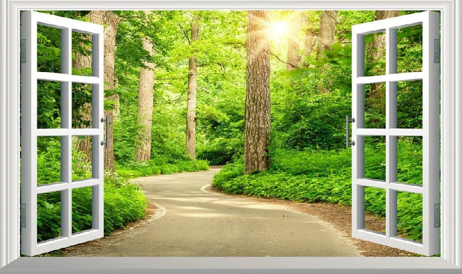 Papier peint trompe l’œil balade en forêt, XXL, tendance