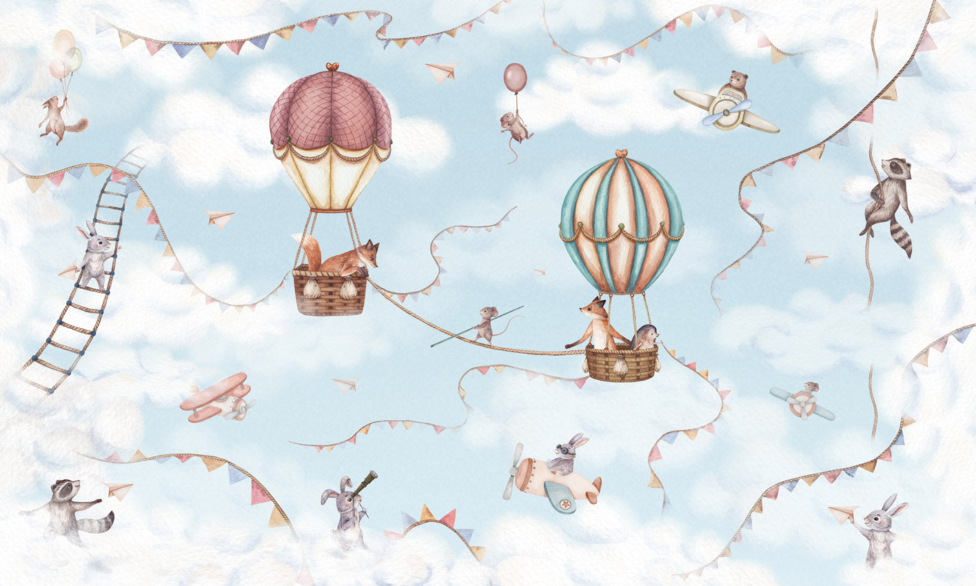 Papier peint pour enfant - Aventure aéronautique - Muralconcept