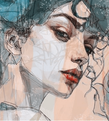 Papier Peint Visage Féminin Blue Rose - H200cmx L180cm - Matière Pré-Encollé