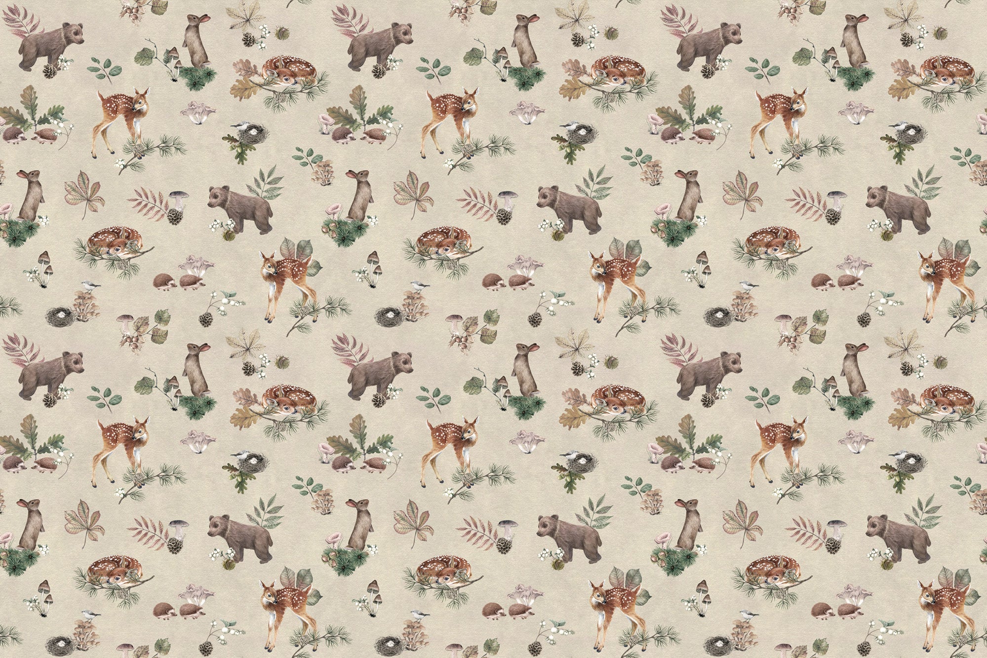 Papier peint à motif pour enfant. Les compagnons de la forêt - Muralconcept