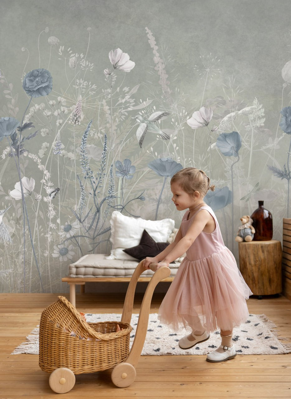 Papier peint contemporain fleur azura