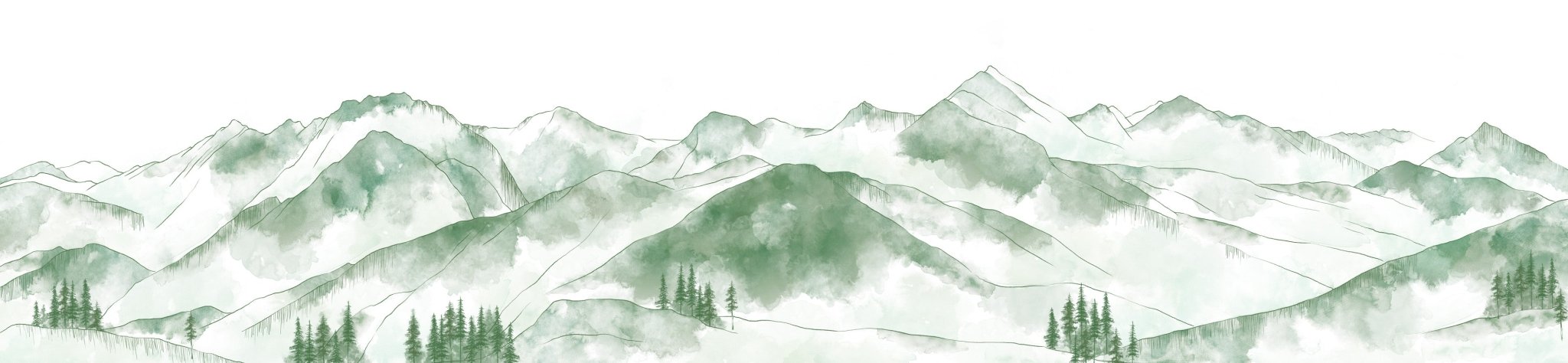 Papier peint montagne chaine des Aravis vert forêt, mural concept, tendance