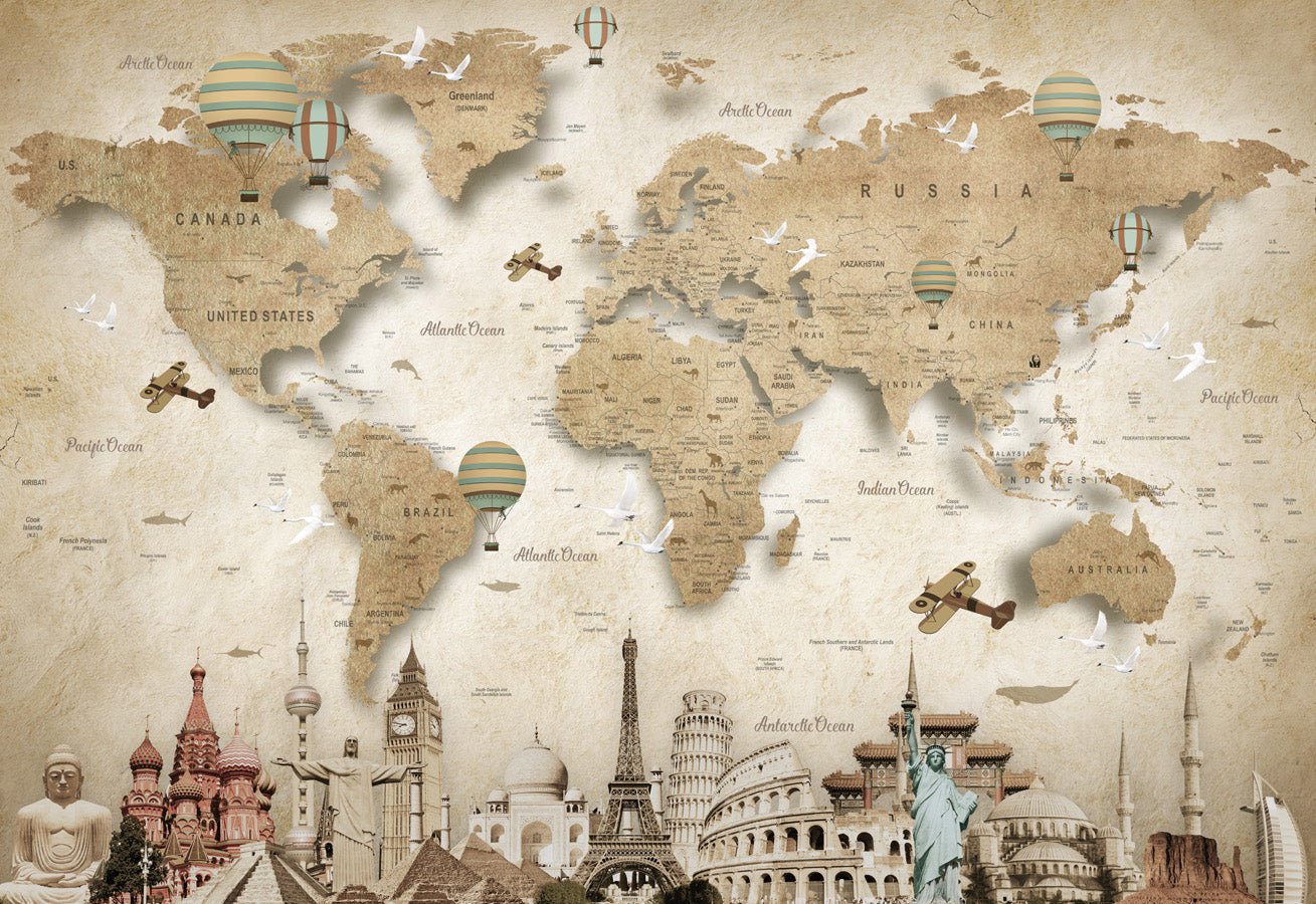 Papier peint World Vintage, mural concept, tendance