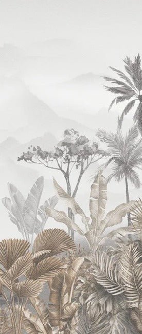 Papier peint salle de bain tendance tropical sépia, XXL, tendance