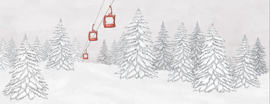 Papier peint montagne télécabine rouge, XXL, tendance