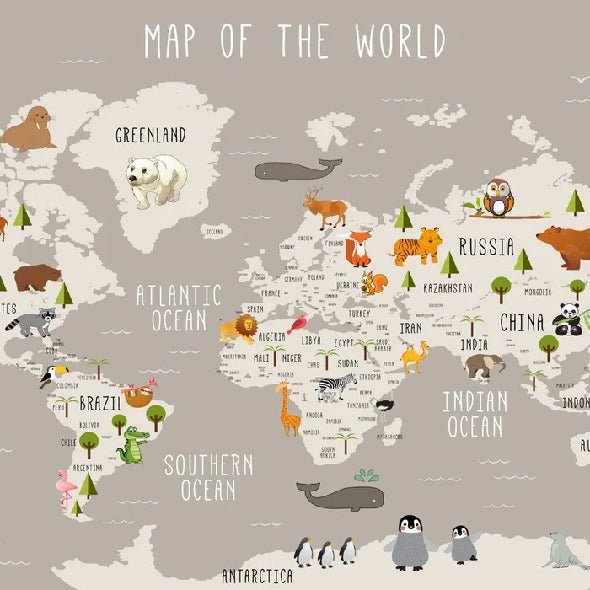 Carte du monde illustrée Animaux taupe
