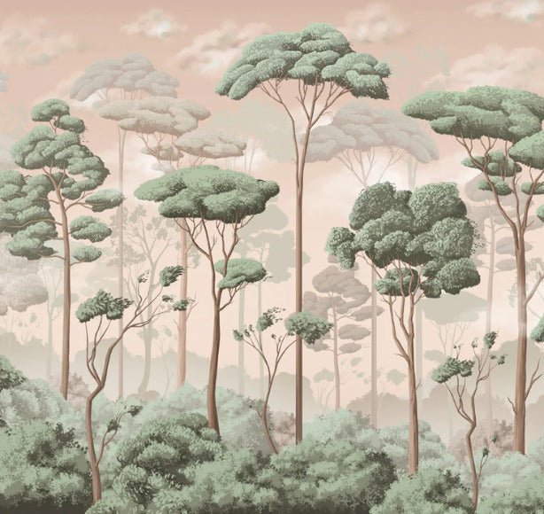 Papier peint panoramique pinède volupté jasmin, mural concept, tendance