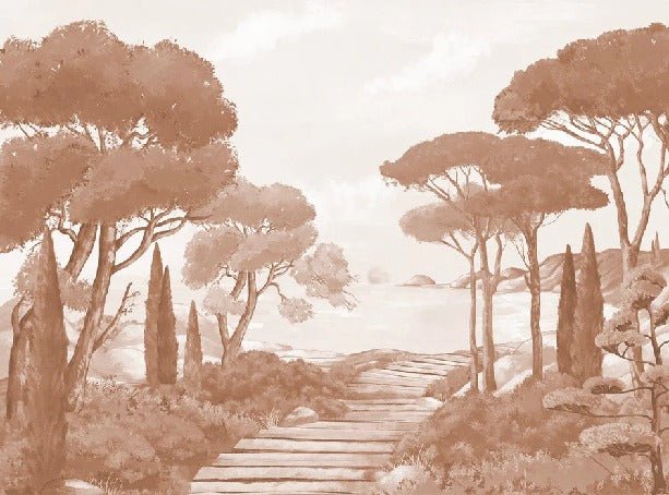 Papier peint balade dans les calanques terracotta, XXL, tendance