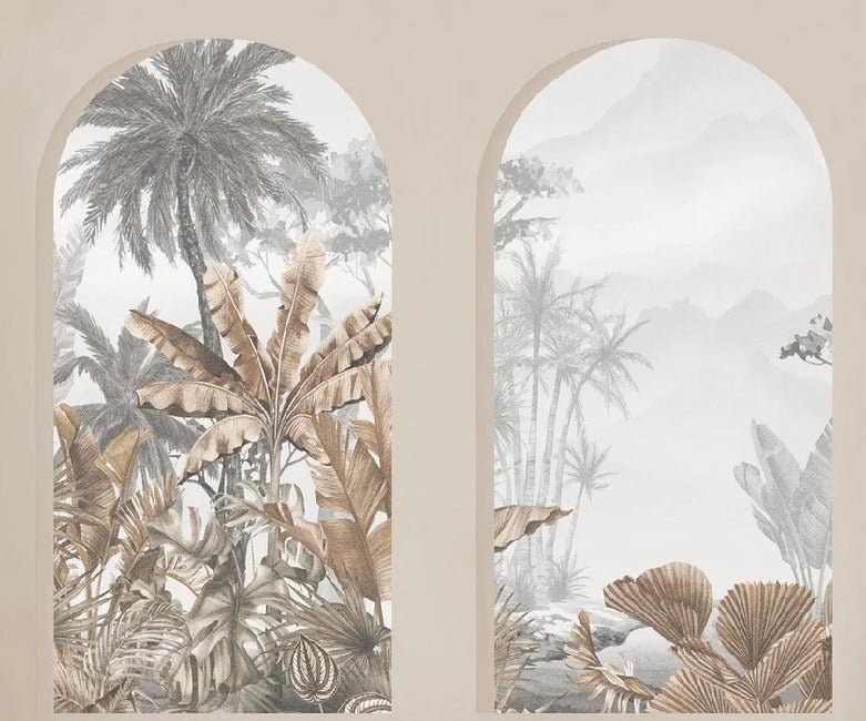 Papier peint arches tropicales sépia, XXL, tendance